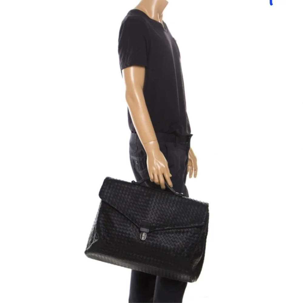 Authentic Bottega Veneta Envelope Briefcase Intrecciato Nappa BLACK